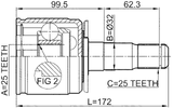 0411-V43LH - INNER CV JOINT LEFT 25X32X25