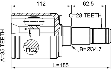 0411-V97LH - INNER CV JOINT LEFT 35X34.7X28