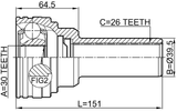 0411-V97WSHA - PROPSHAFT CV JOINT 30X26