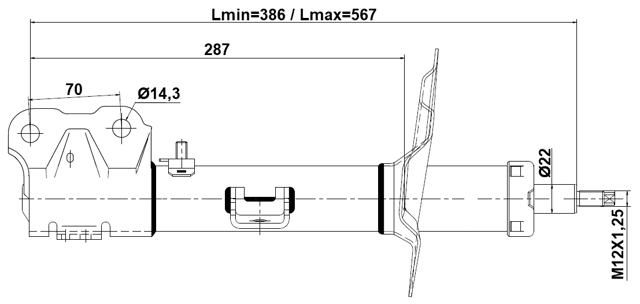 04110-005FL - SHOCK ABSORBER FRONT LEFT GAS.TWIN TUBE