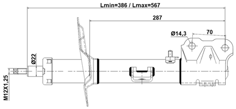 04110-005FR - SHOCK ABSORBER FRONT RIGHT GAS.TWIN TUBE
