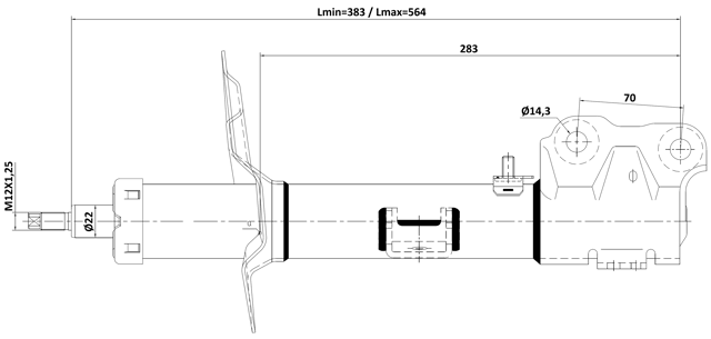 04110-006FL - SHOCK ABSORBER FRONT LEFT GAS.TWIN TUBE