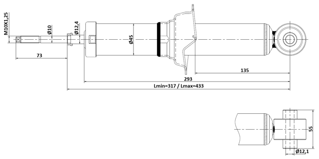 04110-008R - REAR SHOCK ABSORBER GAS.TWIN TUBE