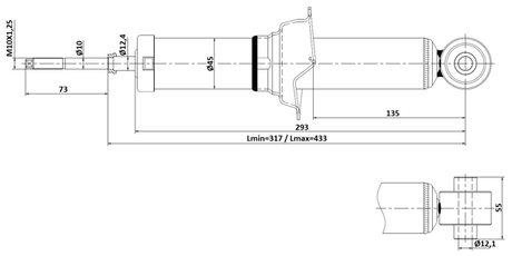 04110-008R - REAR SHOCK ABSORBER GAS.TWIN TUBE