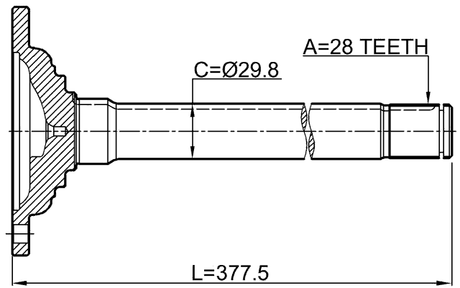 0412-KB4FRH - AXLE HALF SHAFT RIGHT 28X376