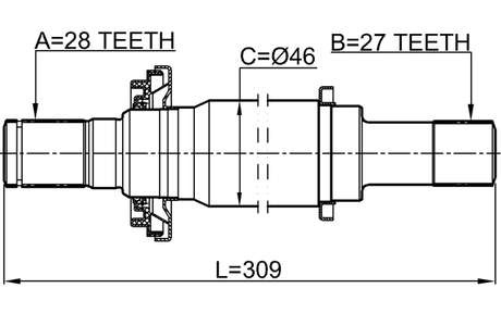 0412-NA4RH-KIT - AXLE HALF SHAFT RIGHT 27X309X28