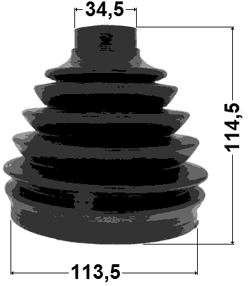 0415P-V97WR - BOOT INNER CV JOINT KIT PVC 113.5X114.5X34.5