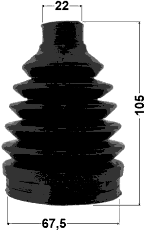 0417P-GA2RR - BOOT OUTER CV JOINT KIT PVC 67.5X105X22
