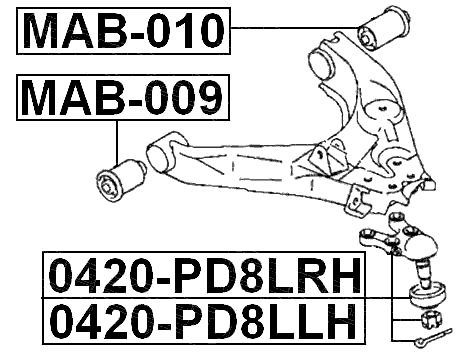 0420-PD8LLH - FRONT LOWER BALL JOINT LEFT