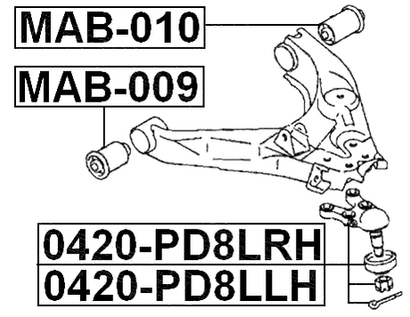 0420-PD8LLH - FRONT LOWER BALL JOINT LEFT