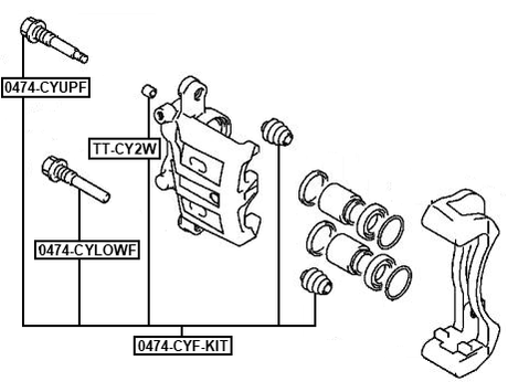 0474-CYF-KIT - FRONT CALIPER SLIDE PIN KIT