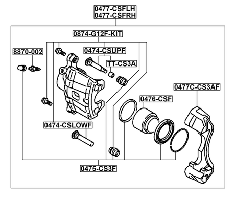 0477-CSFLH - FRONT LEFT BRAKE CALIPER ASSEMBLY (WITH BRACKET)