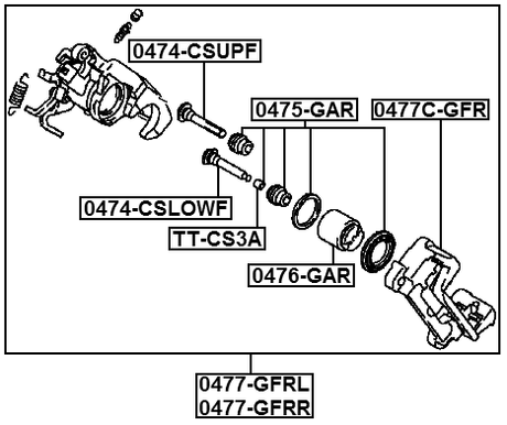 0477-GFRR - REAR RIGHT BRAKE CALIPER ASSEMBLY (WITH BRACKET)