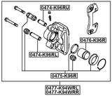 0477-K94WRL - REAR LEFT BRAKE CALIPER ASSEMBLY (WITH BRACKET)