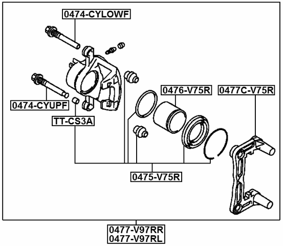 0477C-V75R - REAR BRAKE CALIPER BRACKET CARRIER