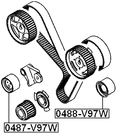 0487-V97W - TIMING BELT TENSIONER PULLEY