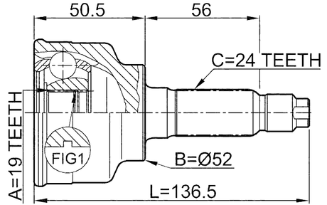 0510-014 - OUTER CV JOINT 19X52X24