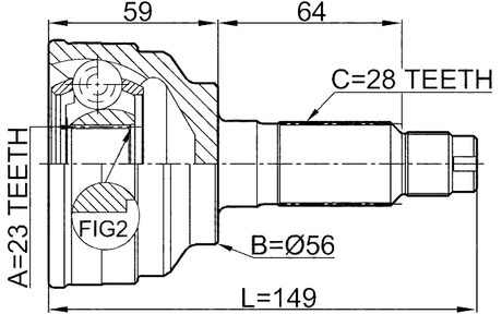 0510-018 - OUTER CV JOINT 23X56X28