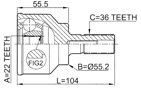 0510-040 - OUTER CV JOINT 22X55.2X36