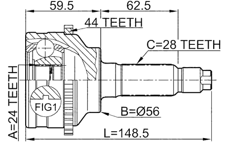 0510-041A44 - OUTER CV JOINT 24X56X28