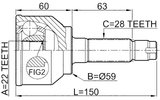 0510-042 - OUTER CV JOINT 22X59X28