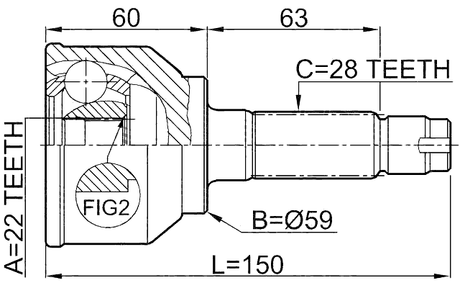 0510-042 - OUTER CV JOINT 22X59X28
