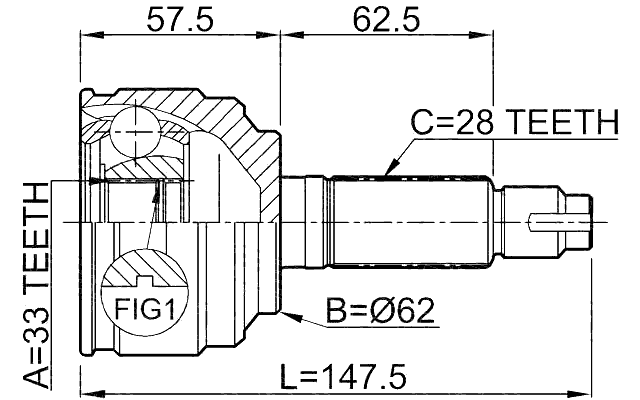 0510-052 - OUTER CV JOINT 33X62X28
