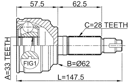 0510-052 - OUTER CV JOINT 33X62X28