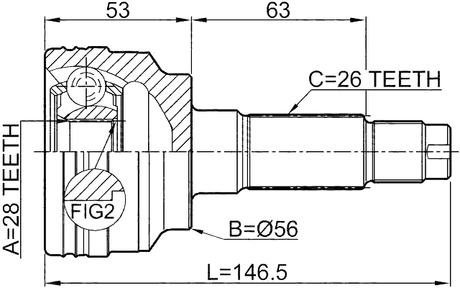 0510-323BJ - OUTER CV JOINT 28X56X26