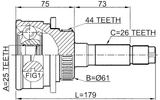 0510-B25A44 - OUTER CV JOINT 25X61X26