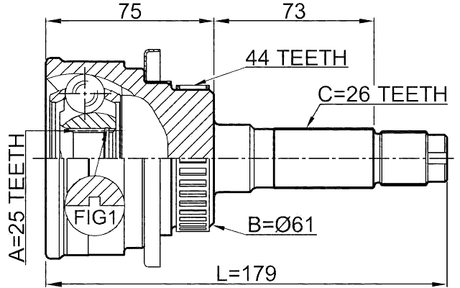 0510-B25A44 - OUTER CV JOINT 25X61X26
