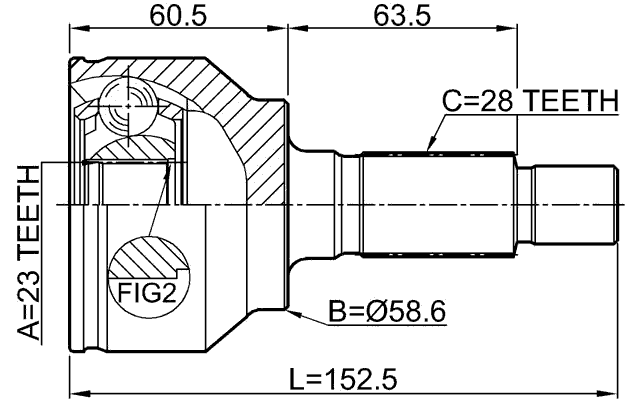 0510-BLAT - OUTER CV JOINT 23X58.6X28