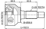 0510-BLAT - OUTER CV JOINT 23X58.6X28