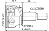 0510-BMAT - OUTER CV JOINT 22X58.9X28