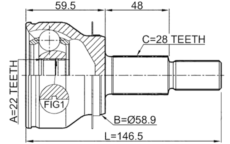 0510-BMAT - OUTER CV JOINT 22X58.9X28