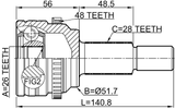 0510-CX5A48R - OUTER CV JOINT REAR 26X50X28