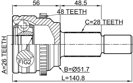 0510-CX5A48R - OUTER CV JOINT REAR 26X50X28