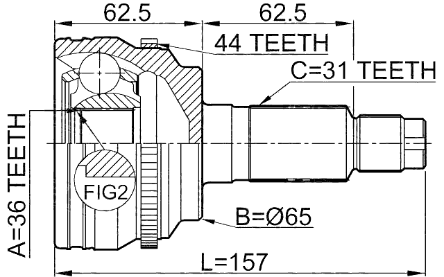 0510-CX7A44 - OUTER CV JOINT 36X65X31