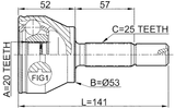 0510-DY3 - OUTER CV JOINT 20X53X25
