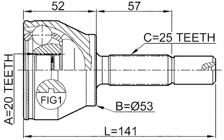 0510-DY3 - OUTER CV JOINT 20X53X25