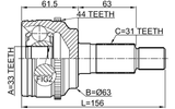 0510-ERA44 - OUTER CV JOINT 33X63X31