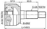 0510-GHMT - OUTER CV JOINT 32X59X28