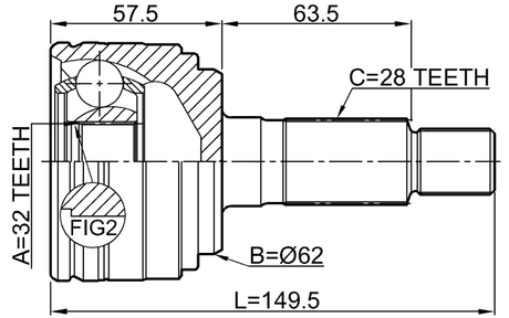0510-GHMT - OUTER CV JOINT 32X59X28