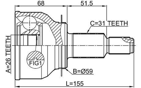 0510-KEAT4WD - OUTER CV JOINT 26X59X31
