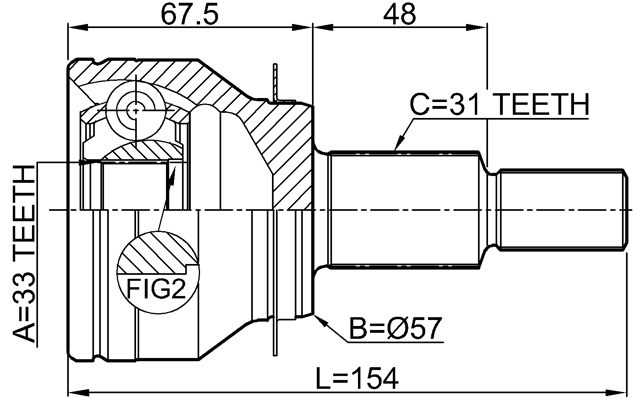 0510-KEMT - OUTER CV JOINT 33X57.3X31