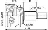 0510-KEMT - OUTER CV JOINT 33X57.3X31