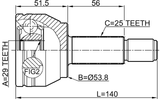 0510-M2 - OUTER CV JOINT 29X53.8X25