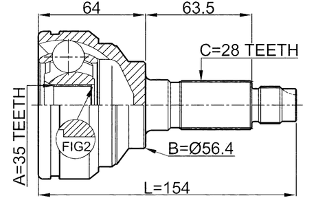 0510-MPVLW3 - OUTER CV JOINT 35X56.5X28