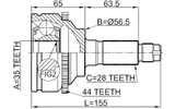 0510-MPVLW3A44 - OUTER CV JOINT 35X56.5X28