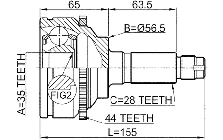 0510-MPVLW3A44 - OUTER CV JOINT 35X56.5X28